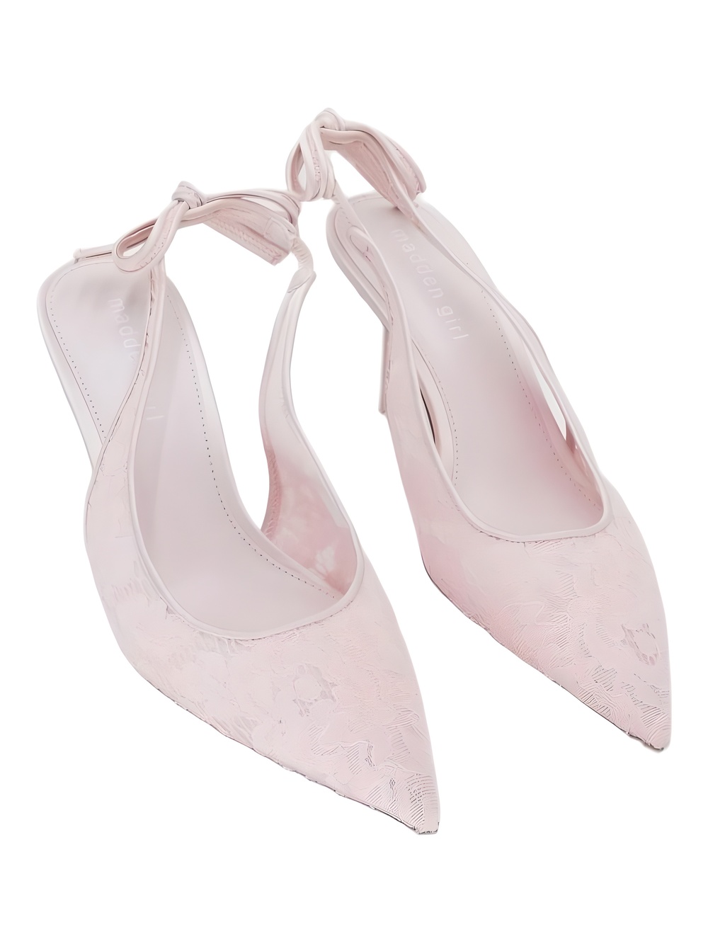 Madden Girl Bizzyy Slingback Pumps Ballet Pink Lace Bow Pointed Toe Size 8.5M